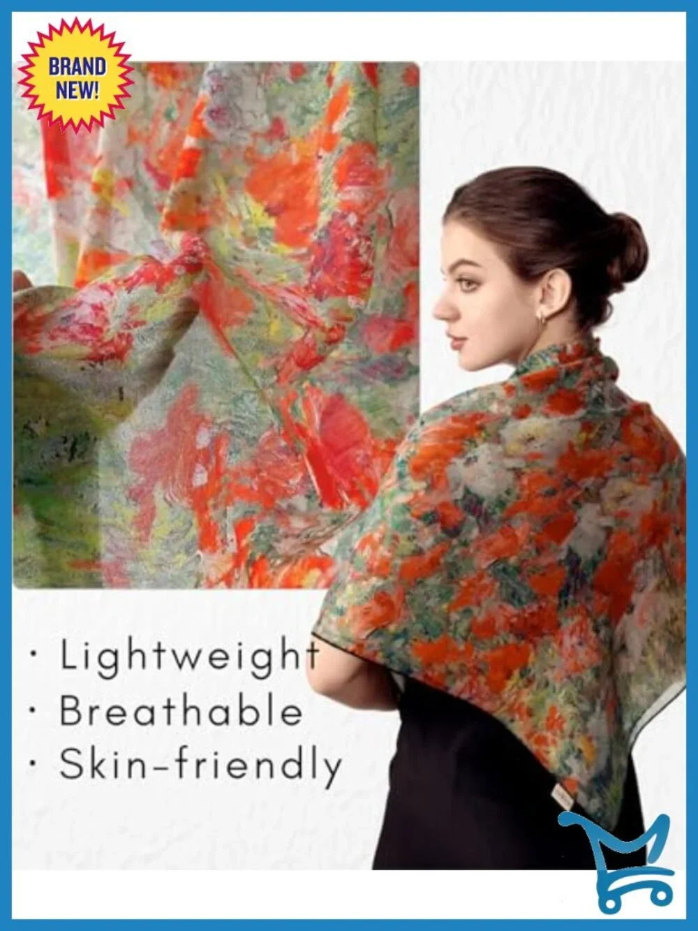 Cashmere Scarf Wrap - Featherlight Wrinkle-Free Square Shawl for Travel Office